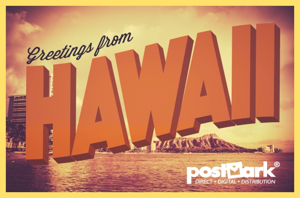 Hawaii Postcard with PostMark White Logo